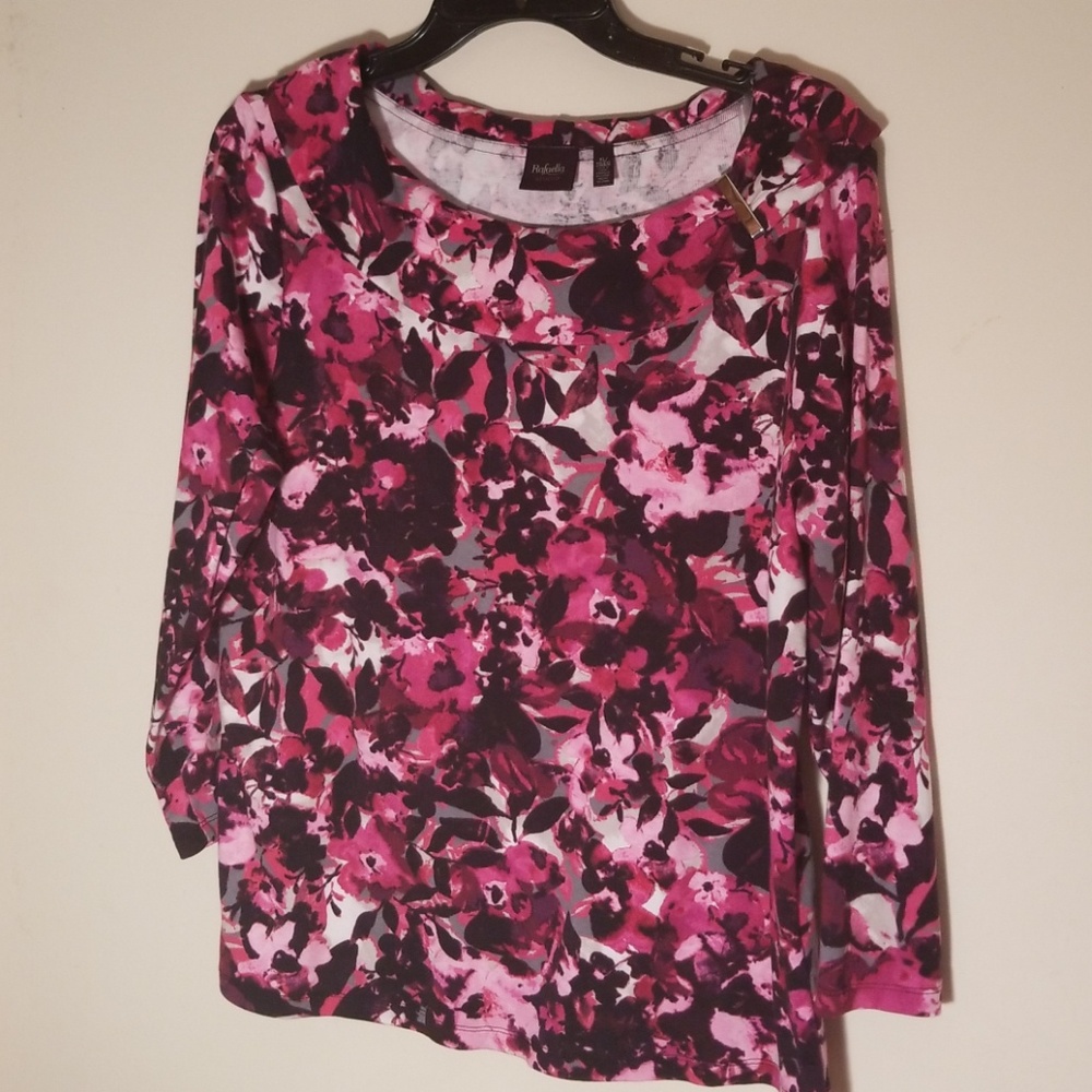 Rafaella Studio Pink & Blk print Cotton top S XL